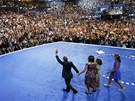 Barack Obama se svou rodinou na demokratickém sjezdu v Charlotte v Severní