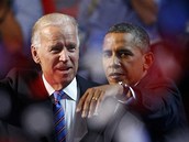Prezident Barack Obama a viceprezident Joe Biden na demokratickm sjezdu v