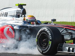 Lewis Hamilton v kvalifikaci na Velkou cenu Belgie.