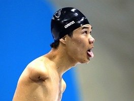 ínský plavec eng Tchao poté, co dokonil finálový závod na 200 metr v...
