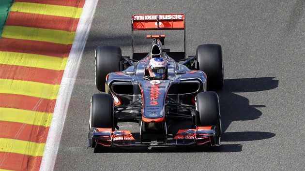 Jenson Button v kvalifikaci na Velkou cenu Belgie.
