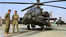 Princ Harry s kolegou u helikoptéry Apache na základn Bastion v afghánské...