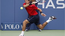 TOHLE BY �LO. Juan Martín del Potro v utkání t�etího kola US Open.