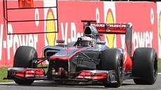 V CÍLI. Jenson Button práv vyhrává Velkou cenu Belgie voz formule 1.