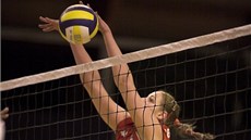 Alexandra Del�evová coby volejbalistka b�hem p�sobení v Pa�í�i.