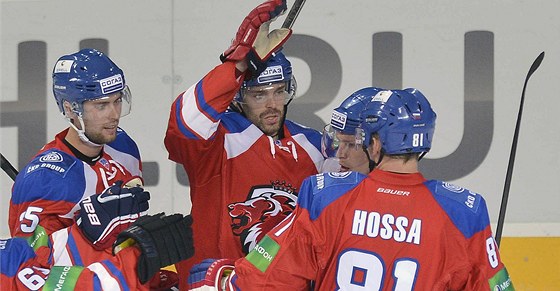 Zleva Mathias Porseland, Jakub Klepi, Petr Vrána a Marcel Hossa z HC Lev Praha