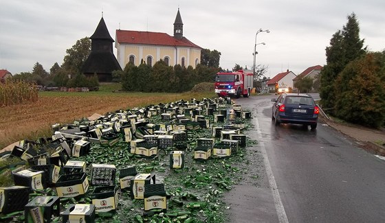 Vysypané pivo u Horních edic.