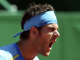 DRAVEC. Argentinský tenista Juan Martín del Potro v utkaní Davis Cupu proti...