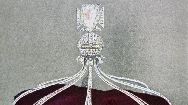 Detail koruny britské královny. Na pici je umístn diamant Koh-i-Noor.