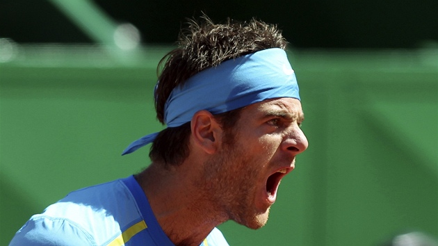 DRAVEC. Argentinsk tenista Juan Martn del Potro v utkan Davis Cupu proti eskmu vbru. 