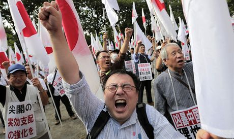 Protiínské protesty v Tokiu. Japonci chtjí, aby jim zstaly ostrovy Senkaku.