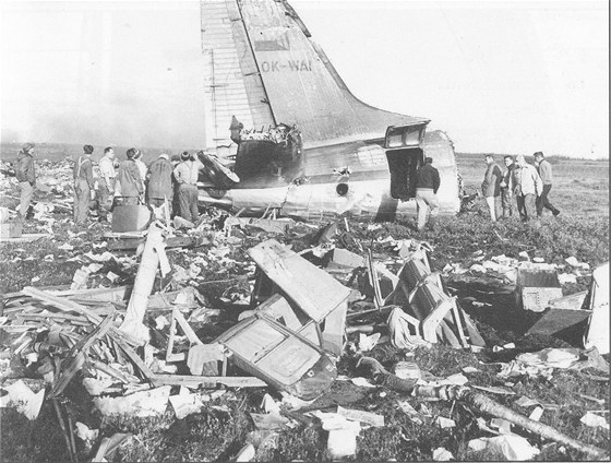Místo nehody Il-18 SA v Ganderu.