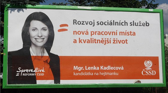 Billboard Lenky Kadlecové, jedniky na kandidátce krajské SSD.