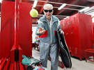 Artin Elmayan ped tréninkem na tenisových kurtech v Buenos Aires.