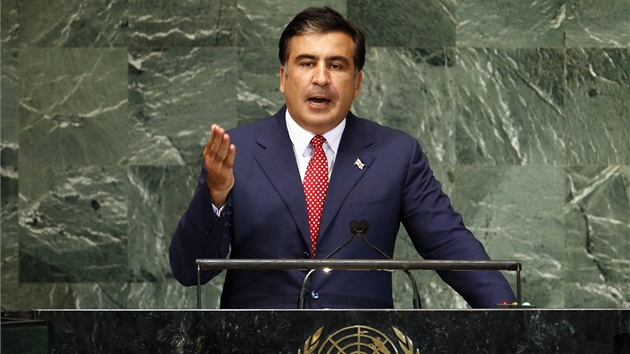 Gruznsk prezident Michail Saakavili en na pd OSN. (26. z 2012)