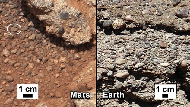 Porovnn snmk z Marsu a Zem ukazuje na podobnost mezi oblzky.