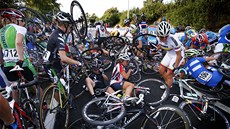 Závod en na cyklistickém mistrovství svta ve Valkbenburgu poznamenal hromadný