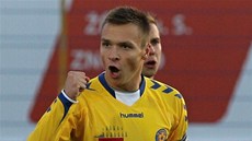 JO! Kapitán Jihlavy Stanislav Tecl slaví gól, kterým pomohl svému týmu k