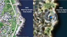 Porovnání mapových aplikací od Google (iOS5) a Apple (iOS6)