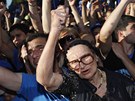 Demonstrace píznivc strany Gruzínský sen, kterou vede miliardá Bidzina