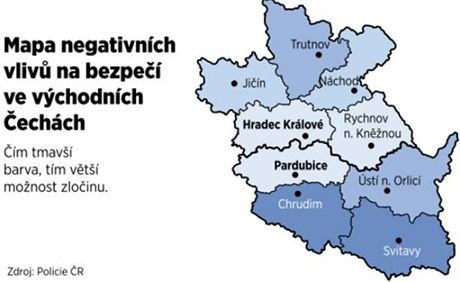 Tato mapa sestaven na zklad policejnch daj ukazuje, na kterch mstech