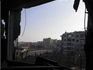 Pohled do ulic rozbombardovaného Homsu (22. záí 2012)