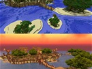 Svt on-line hry World of WarCraft (dolní obrázek) ve he Minecraft (horní