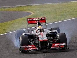 AUTO SI DLÁ, CO CHCE. Lewis Hamilton se v kvalifikaci Velké ceny Japonska...
