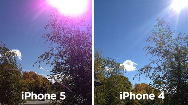 Optika iPhonu 5 vykazuje chromatickou vadu.
