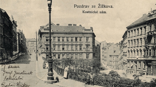 Zpadn st Kostnickho nmst, kolem roku 1900, pohlednice.