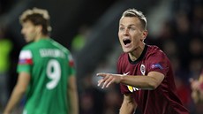 TÁMHLE MÁTE HRÁ�E! Spar�anský obránce Ond�ej �vejdík diriguje spoluhrá�e b�hem