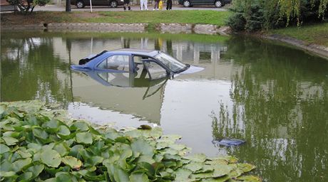 Auto zajelo a doprosted rybníka. idii si nic váného nestalo. Z vozu