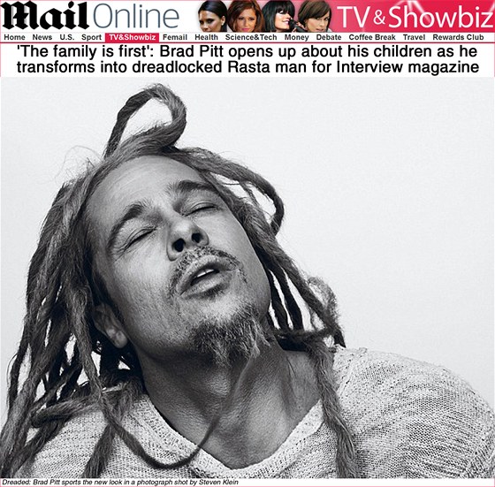 Americký herec Brad Pitt se pro asopis Interview magazine nechal vyfotit jako