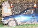 Opilý idi havaroval v Dolní Olenici na Trutnovsku. (9. 10. 2012)