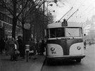 Václavské námstí - konená trolejbus, kolem roku 1959