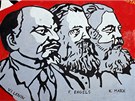 Hlavní pedstavitelé marxismu-leninismu - V.I.Lenin, Friedrich Engels a Karl...