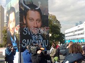 Protest proti uvznní Romana Smetany