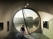 Galerie ve výklenku - architektonický návrh, jak využít niky v nábřežní zdi.