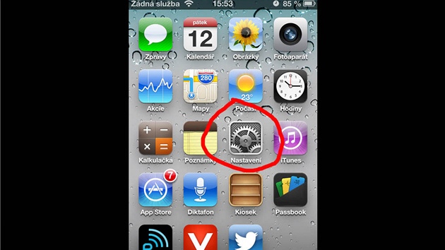 Jak vypnout sledovn v iOS 6: V vodn nabdce zvolme poloku Nastaven.