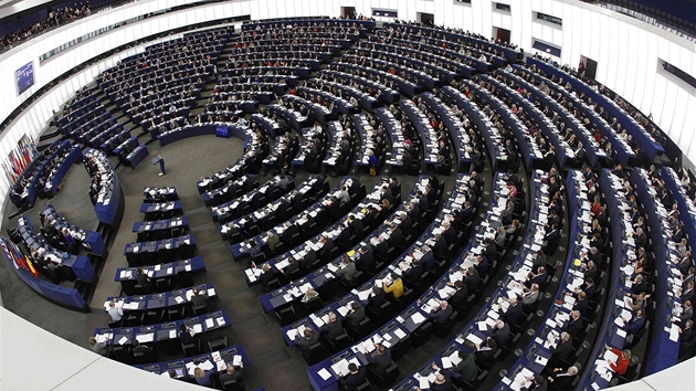 Pohled do Evropskho parlamentu ve trasburku