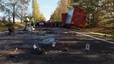 Srážka osobního automobilu s kamionem u Třebechovic Pod Orebem