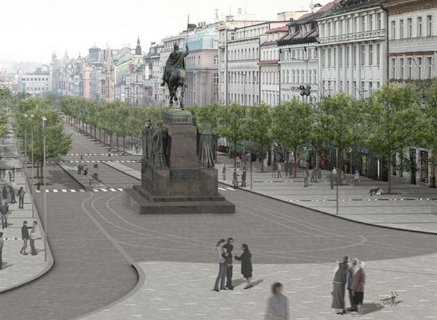 Takhle by mělo vypadat Václavské náměstí po návratu tramvajové tratě.