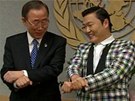 Jihokorejský zpvák PSY s generálním tajemníkem OSN