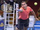 PORAENÝ. panlský tenista Nicolás Almagro na Tomáe Berdycha ve Stockholmu