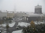 Náměstí Jiřího z Poděbrad pod sněhem