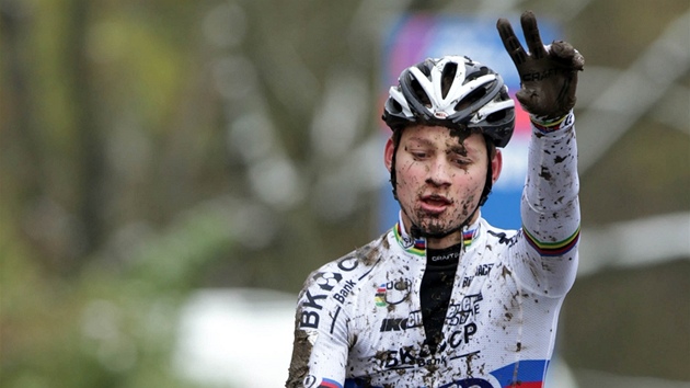 Nizozemsk cyklokrosa Mathieu van der Poel, vtzn junior SP v Plzni.