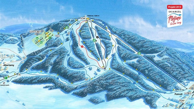 Skiarel Pleivec, mapa arelu.