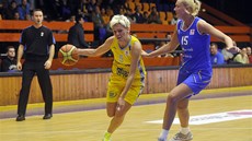 PROJDE? Jelena �kerovi�ová z USK Praha (vlevo) obchází Egle Sul�iuteovou ze