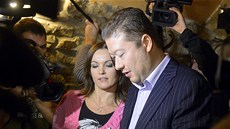 erstvý senátor Tomio Okamura na tiskové konferenci v Praze k ohláení