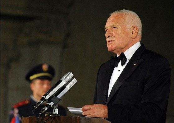 Václav Klaus pronáí projev u píleitosti Dne vzniku samostatného